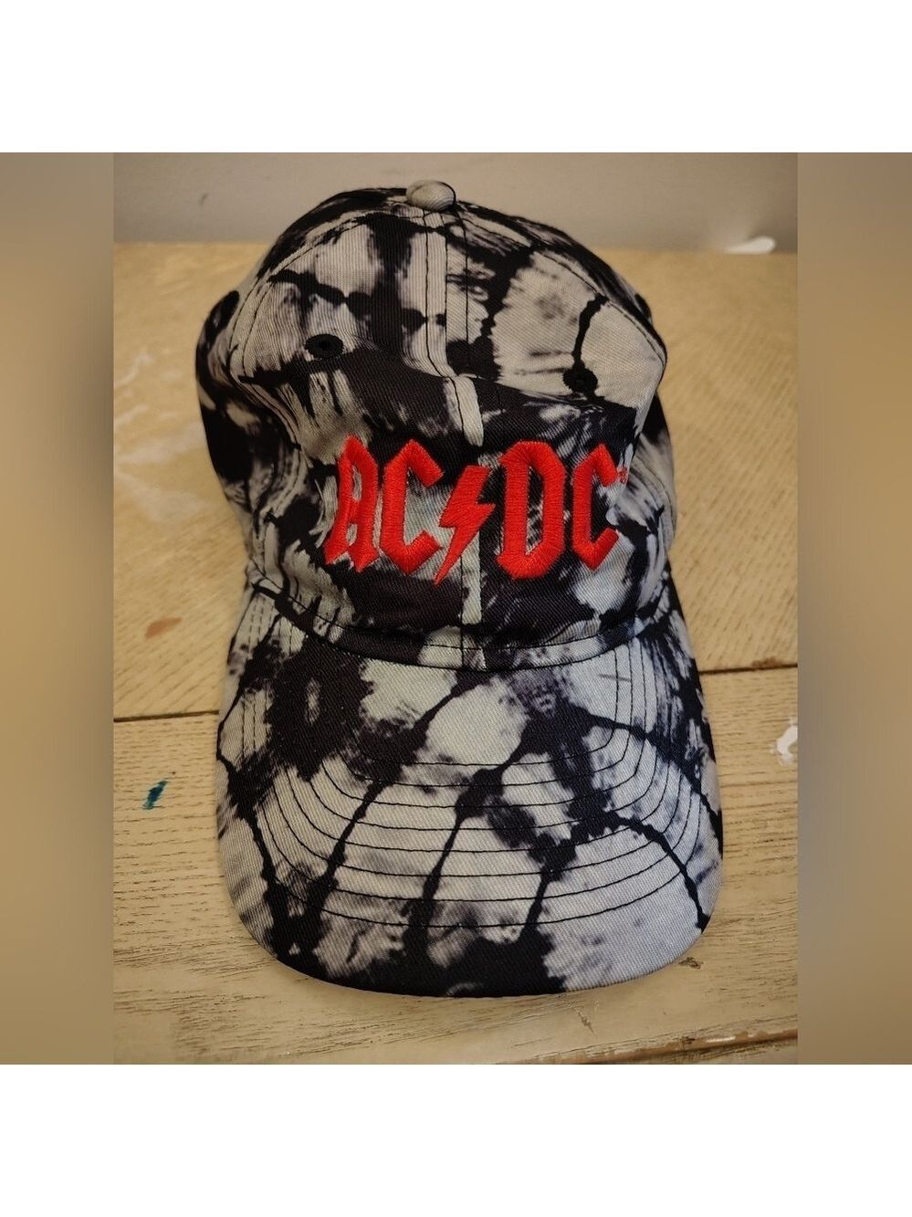 AC/DC Black Gray TIE DYE Cap EMBROIDERED Adjustable